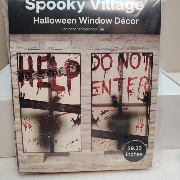 4 Halloween Window Decor Spooky Village Blood Splatter 39" Haunted Horror Lot - Picture 7 of 12